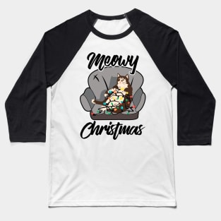 Cats Christmas. Meowy Christmas. Baseball T-Shirt